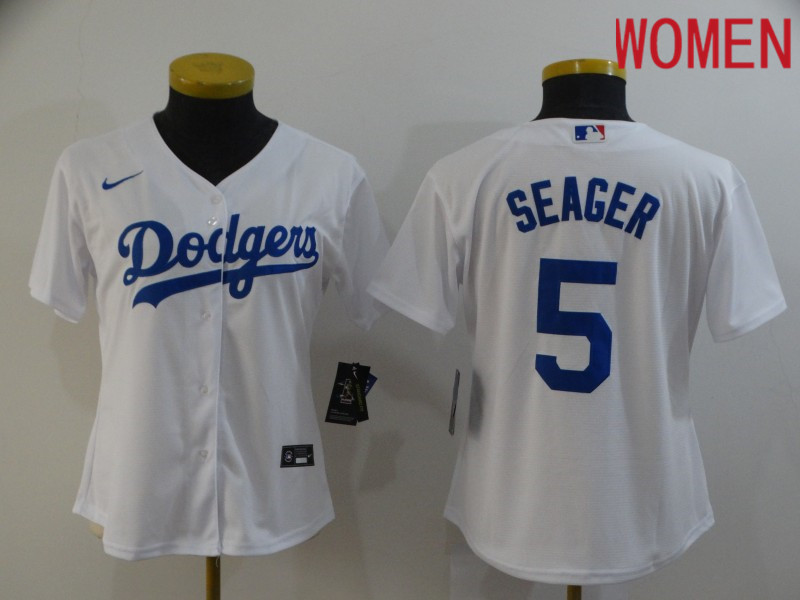 Women Los Angeles Dodgers #5 Seager White Game Nike MLB Jerseys->los angeles dodgers->MLB Jersey